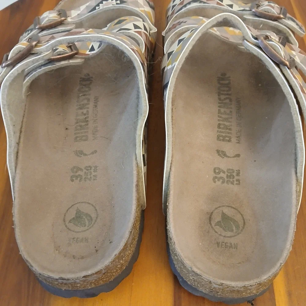 Birkenstock Florida Womens 39 Multicolor Geometric Slides Sandals Corkboard